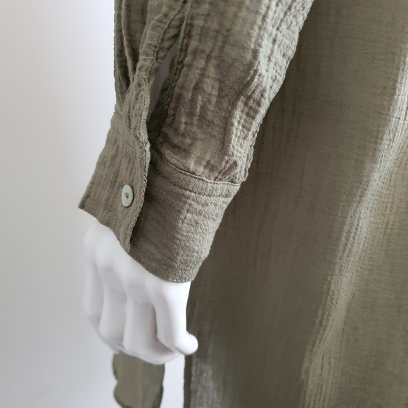 Seafolly Khaki Green Beach Cover Up Boyfriend Shirt Oversized Size M - Picture 11 of 14